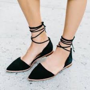 Madewell Black Arielle Suede flats with straps